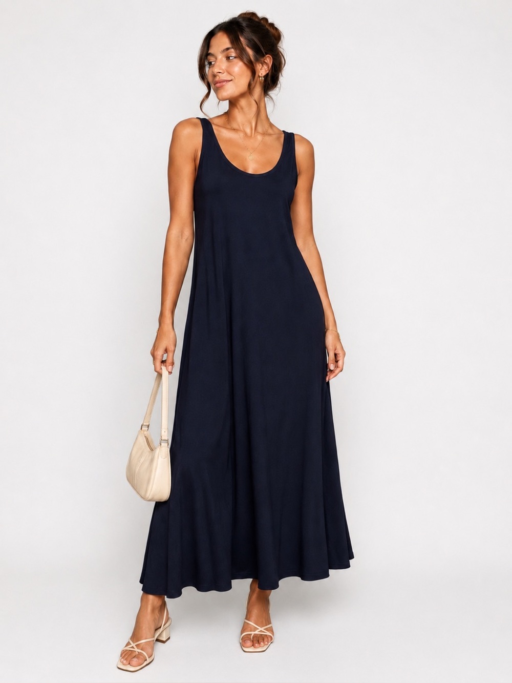 Ralph Lauren Navy Scoop-Neck Maxi Dress